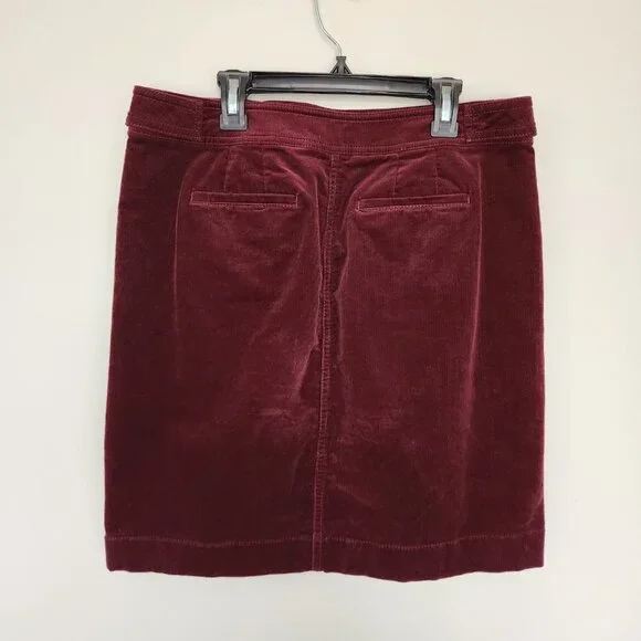 Talbots Petites Fine Wale Corduroy Burgundy Maroon Mini Skirt Size 6 Petite - Picture 5 of 8